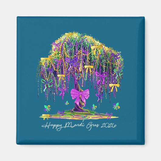Coquette Mardi Gras 2026 Beads Tree Carnival New O マグネット (正面)