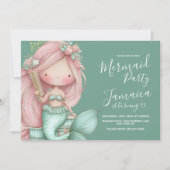 Coquette Mermaid Beach Birthday Party  招待状 (正面)