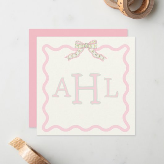 Coquette Monogram Photo Message Card ノートカード (正面/裏面インサイチュ)