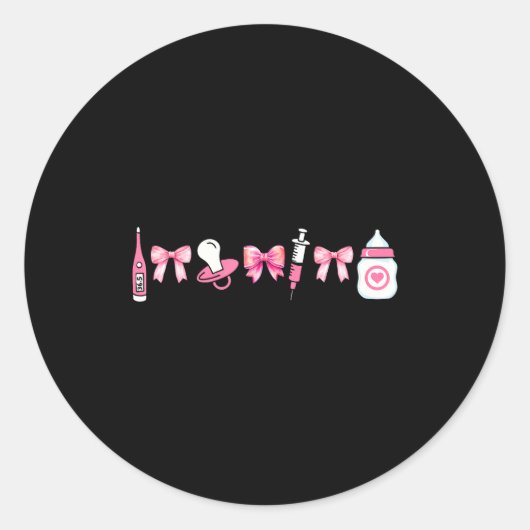 Coquette Mother Baby Mbu Nurse Stpartum Rn Christm ラウンドシール (正面)