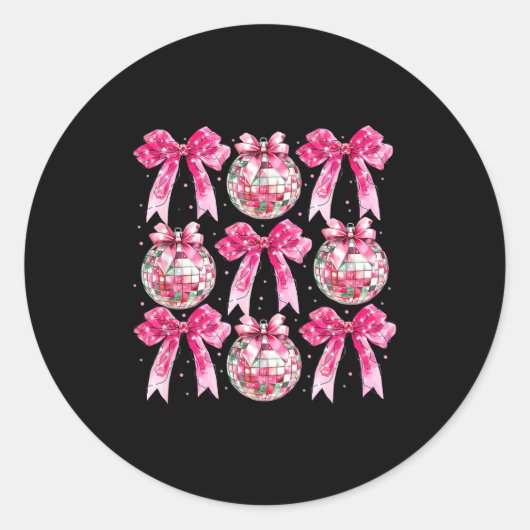 Coquette New Year 2026, Retro New Years, Disco Bal ラウンドシール (正面)