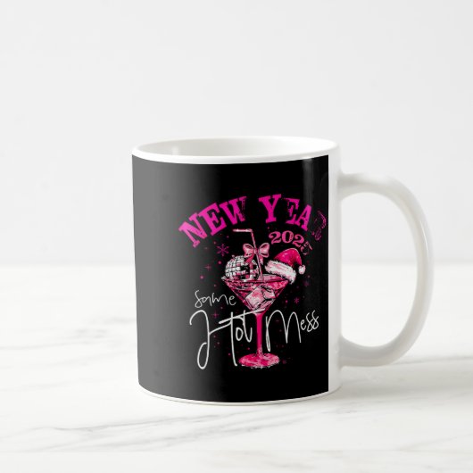 Coquette New Year Same Hot Mess 2025 Funny New Yea コーヒーマグカップ (右)