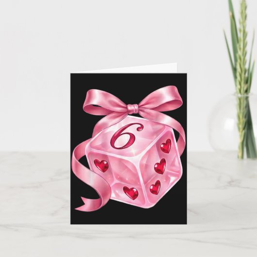 Coquette Nk Dice Bow Hearts 6 7 Preppy Valentine Y カード (正面)