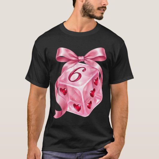 Coquette Nk Dice Bow Hearts 6 7 Preppy Valentine Y Tシャツ (正面)
