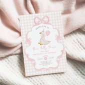 Coquette One Silly Goose Pink Bow 1st Birthday 招待状