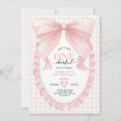 Coquette ONEderful Pink Bow Girl 1st Birthday 招待状 (正面)