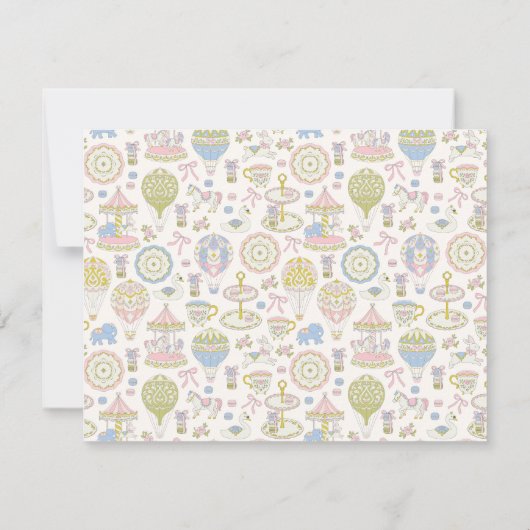 Coquette Pastel Circus Balloon Nursery Note Card 招待状 (裏面)
