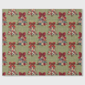 Coquette patchwork christmas trees green squares ラッピングペーパー (フラット)