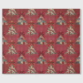 Coquette patchwork christmas trees red polka dots ラッピングペーパー (フラット)