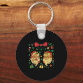 Coquette Patchwork Santa Claus Retro Christmas Fun キーホルダー (正面)