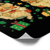 Coquette Patchwork Santa Claus Retro Christmas Fun ポスター (角)
