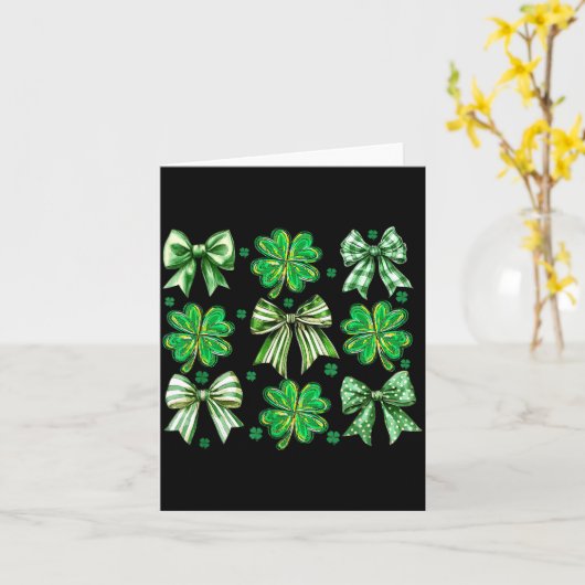 Coquette Patrick's Day Bow,shamrock Lucky Bow Funn カード (黄色い花)