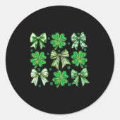Coquette Patrick's Day Bow,shamrock Lucky Bow Funn ラウンドシール (正面)