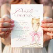 Coquette Pearls and Prosecco Bridal Shower 招待状