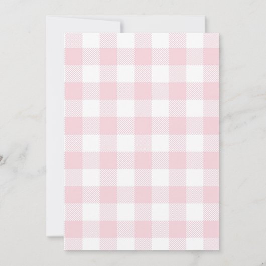 Coquette Pink Blush Ribbon Plaid Frame Baby Shower 招待状 (裏面)