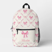 Coquette Pink Bow プリントバックパック (正面)