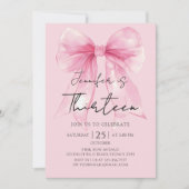 Coquette Pink Bow 13 Birthday Invitation 招待状 (正面)