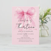 Coquette Pink Bow 13 Birthday Invitation 招待状 (スタンド正面)
