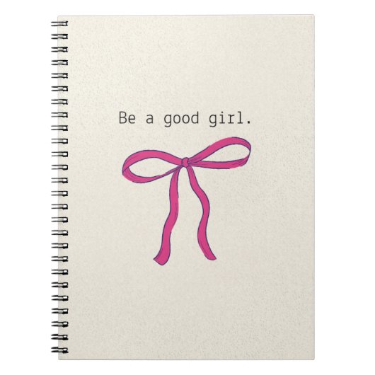 Coquette Pink Bow Aesthetic Notebook - Be A Good G ノートブック (正面)