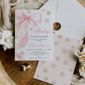 Coquette Pink Bow Baby It's Cold Baby Shower 招待状