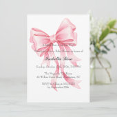 Coquette Pink Bow Baby Shower It's a Girl 招待状 (スタンド正面)