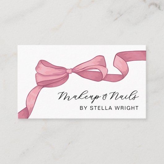 Coquette Pink Bow Beauty QR Code 名刺 (正面)