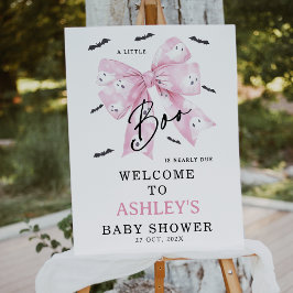 Coquette Pink Bow Boo Baby Shower Welcome Sign フォトプリント