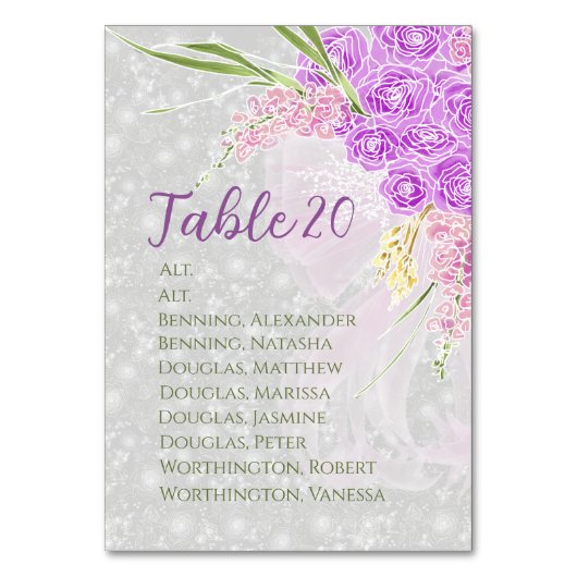 Coquette Pink bow Bouquet Table Assignment テーブルナンバー (正面)