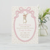 Coquette Pink Bow Bunny Baby Shower Invitation 招待状 (スタンド正面)