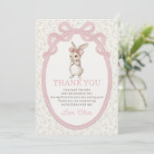 Coquette Pink Bow Bunny Birthday Thank You Card サンキューカード (スタンド正面)