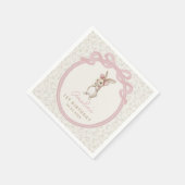 Coquette Pink Bow Bunny Rabbit Birthday Napkins スタンダードカクテルナプキン (角)