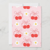 Coquette Pink Bow Cherry Birthday Invitation 招待状 (裏面)
