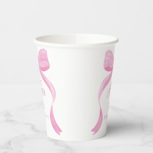 Coquette Pink Bow First Birthday Paper Cups 紙コップ (左)