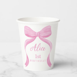 Coquette Pink Bow First Birthday Paper Cups 紙コップ