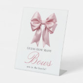 Coquette Pink Bow Girl Baby Shower How Many Bows 台座サイン (正面)