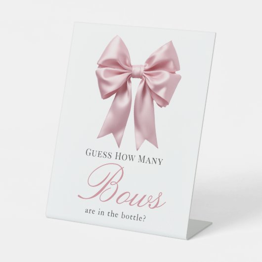 Coquette Pink Bow Girl Baby Shower How Many Bows 台座サイン (正面)
