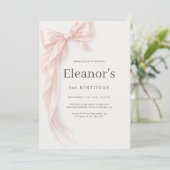 Coquette Pink Bow Girl's 1st Birthday 招待状 (スタンド正面)
