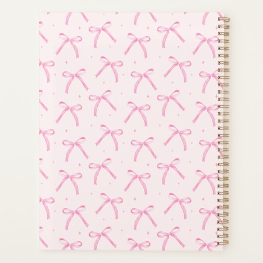 Coquette Pink Bow Modern Planner プランナー手帳 (裏面)