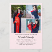 Coquette Pink Bow Ribbon 4 PHOTO Graduation Party 招待状 (裏面)