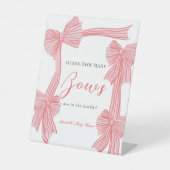 Coquette Pink Bow/Ribbon Baby Shower How Many Bows 台座サイン (正面)