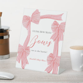 Coquette Pink Bow/Ribbon Baby Shower How Many Bows 台座サイン