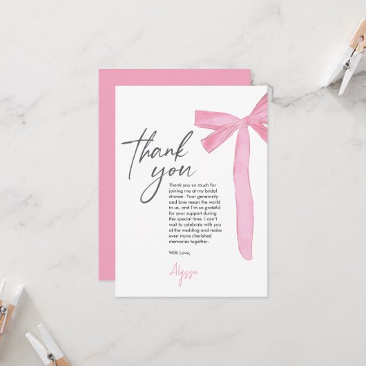 Coquette Pink Bow ribbon Bridal Shower (正面/裏面インサイチュ)