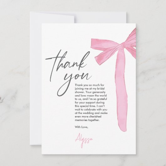 Coquette Pink Bow ribbon Bridal Shower (正面)