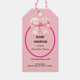 Coquette Pink Bow Ribbon Girl Baby Shower ギフトタグ