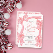 Coquette Pink Bow/Ribbon Girl Baby Shower 招待状