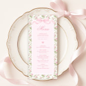 Coquette Pink Bow Roses Baby Shower Menu 招待状