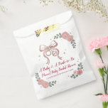 Coquette Pink Bow & Roses | Joint Baby and Bridal  フェイバーバッグ<br><div class="desc">Celebrate two milestones in one beautiful event with these elegant, coquette-inspired favor bag. Featuring a delicate rose gold-toned bow, a classic baby rattle, and a wedding ring, this design perfectly captures the "Tying the Knot & Rocking the Cradle" theme. Framed by soft pink watercolor roses and dainty greenery, these napkins...</div>