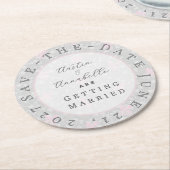 Coquette Pink bow-Save-the-Date coaster ラウンドペーパーコースター (アングル)