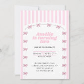 Coquette Pink Bow Second Birthday Party 招待状 (正面)