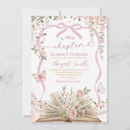 Coquette pink bow storybook new chapter 招待状 (正面)